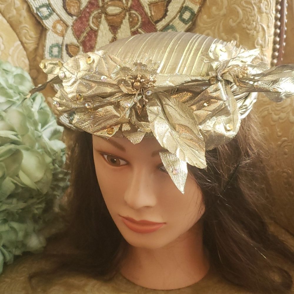 VNTG Whittall & Shon Metallic Gold Hat
